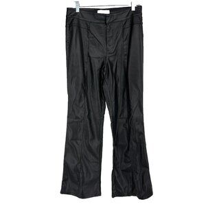 We the Free Women 6 Uptown High Rise Faux Leather Pant Solid Black Flare Leg